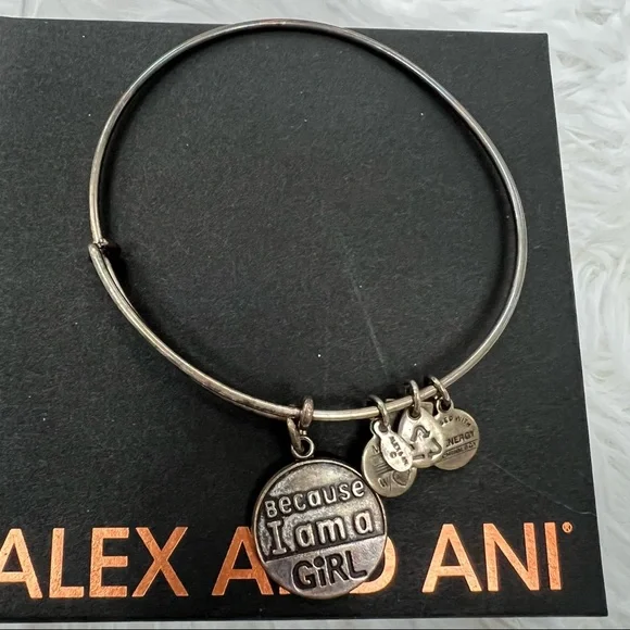 Alex and Ani “Because I Am a Girl” Silver Bracelet Bangle - Picture 1 of 3